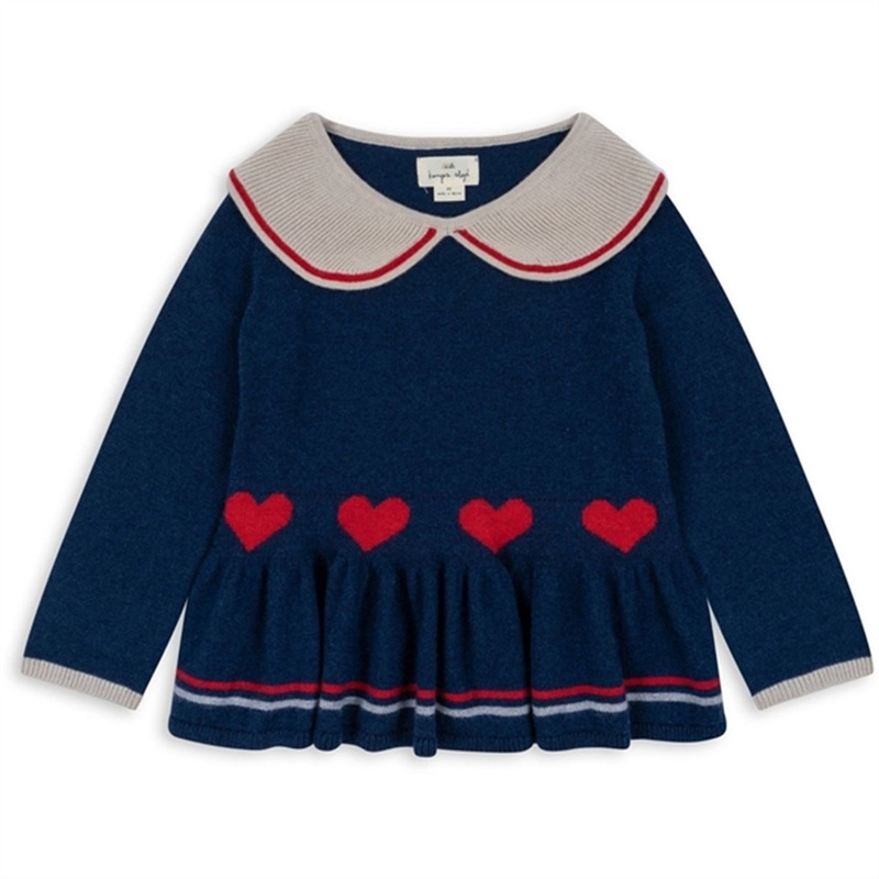Konges Sljd Navy Peony Maxime Knit Collar Blouse